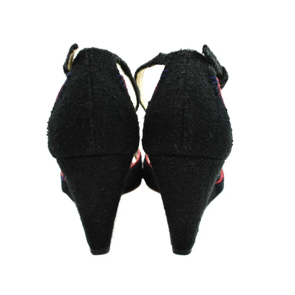 PRADA Black, Crochet Flowers Wedges Size: 8 - Picture 8 of 9